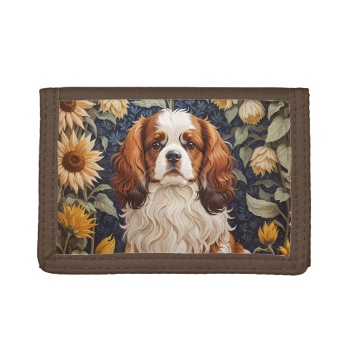 Elegant Sunflowers Cavalier King Charles Spaniel  Trifold Wallet