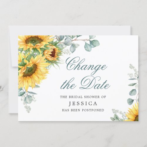 Elegant Sunflowers Change the Date Bridal Shower Invitation