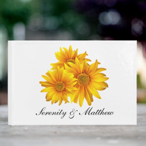 Elegant Sunflowers Country Yellow Floral Wedding Guest Book