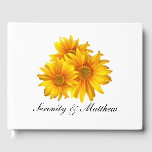 Elegant Sunflowers Country Yellow Floral Wedding Guest Book