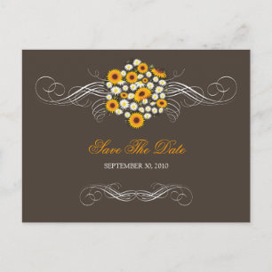 Elegant Sunflowers Daisies Bouquet Save the Date 2 Announcement Postcard