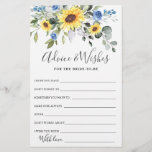 Elegant Sunflowers Eucalyptus Advice & Wishes Card<br><div class="desc">Elegant Sunflowers Eucalyptus Advice & Wishes Card.
Personalize with the bride to be's name and date of shower. 
For further customization,  please click the "customize further" link. If you need help,  contact me please.</div>