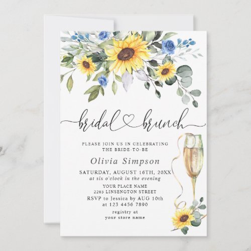 Elegant Sunflowers Eucalyptus BRIDAL BRUNCH Invitation