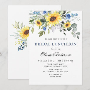 Elegant Sunflowers Eucalyptus BRIDAL LUNCHEON Invitation