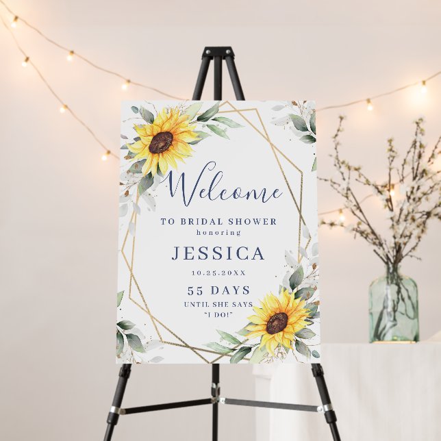 Elegant Sunflowers Eucalyptus Bridal Shower Foam Board (In Situ (Stand))