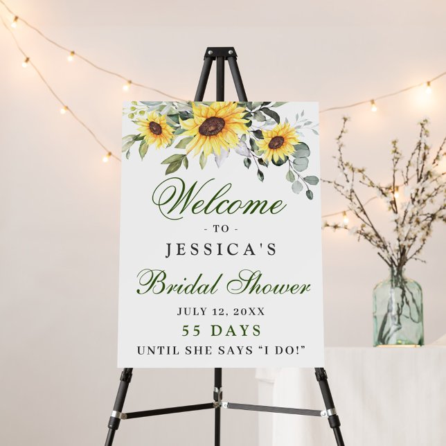 Elegant Sunflowers Eucalyptus Bridal Shower Foam Board (Creator Uploaded)