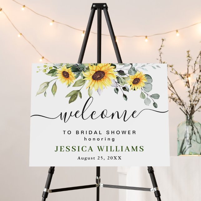 Elegant Sunflowers Eucalyptus Bridal Shower Foam Board (Creator Uploaded)