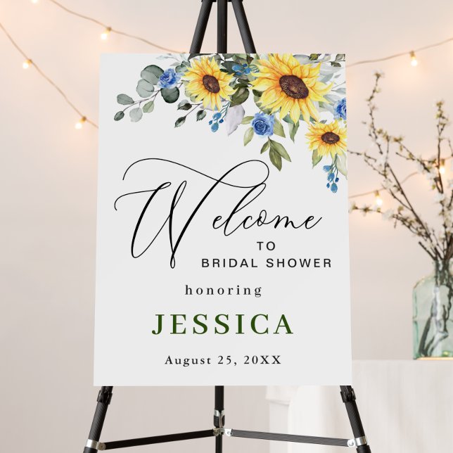 Elegant Sunflowers Eucalyptus Bridal Shower Foam Board (Creator Uploaded)
