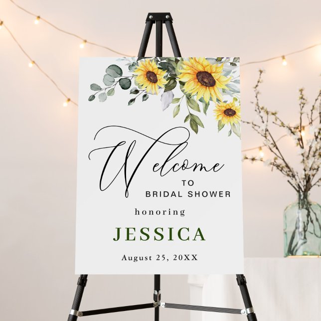 Elegant Sunflowers Eucalyptus Bridal Shower Foam Board (Creator Uploaded)