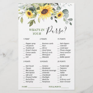 Elegant Sunflowers Eucalyptus Bridal Shower Game