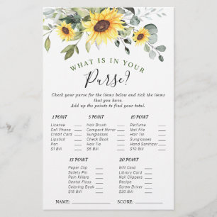 Elegant Sunflowers Eucalyptus Bridal Shower Game