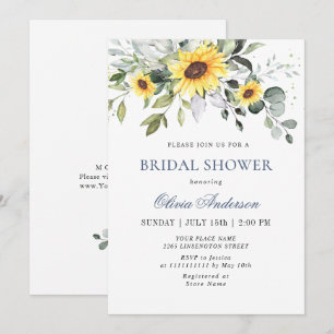 Elegant Sunflowers Eucalyptus BRIDAL SHOWER Invitation