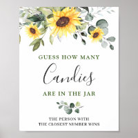 Elegant Sunflowers Eucalyptus Bridal Shower Poster