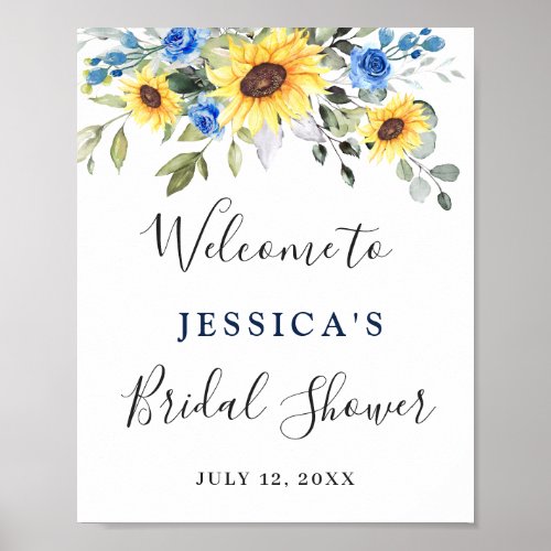 Elegant Sunflowers Eucalyptus Bridal Shower Poster