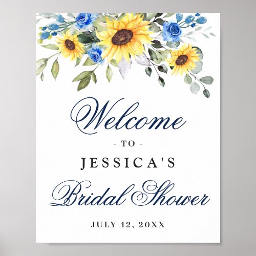 Elegant Sunflowers Eucalyptus Bridal Shower Poster