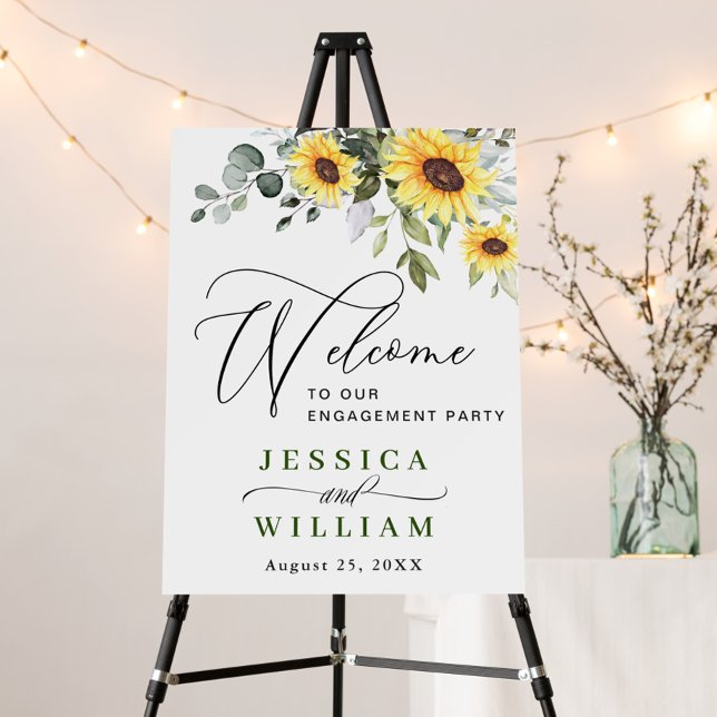 Elegant Sunflowers Eucalyptus ENGAGEMENT PARTY Foam Board (Creator Uploaded)