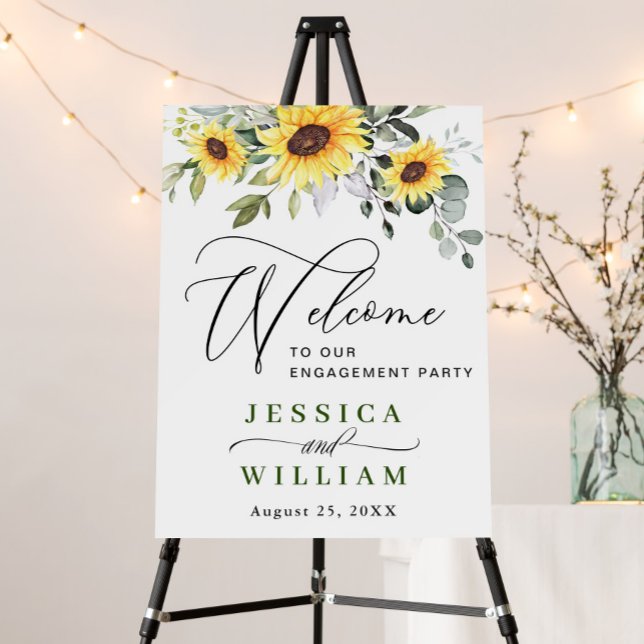 Elegant Sunflowers Eucalyptus ENGAGEMENT PARTY Foam Board (Creator Uploaded)
