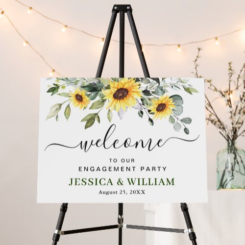 Elegant Sunflowers Eucalyptus ENGAGEMENT PARTY Foam Board