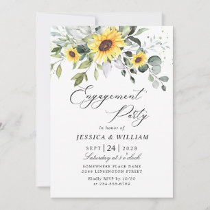 Elegant Sunflowers Eucalyptus ENGAGEMENT PARTY Invitation