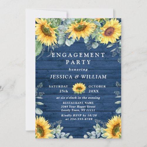 Elegant Sunflowers Eucalyptus ENGAGEMENT PARTY Invitation