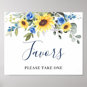 Elegant Sunflowers Eucalyptus Favors Wedding Sign