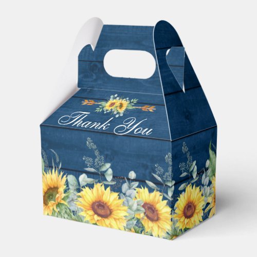 Elegant Sunflowers Eucalyptus Floral Bridal Favor Boxes