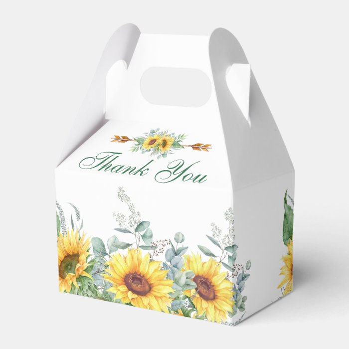 Elegant Sunflowers Eucalyptus Floral Bridal Shower Favor Box