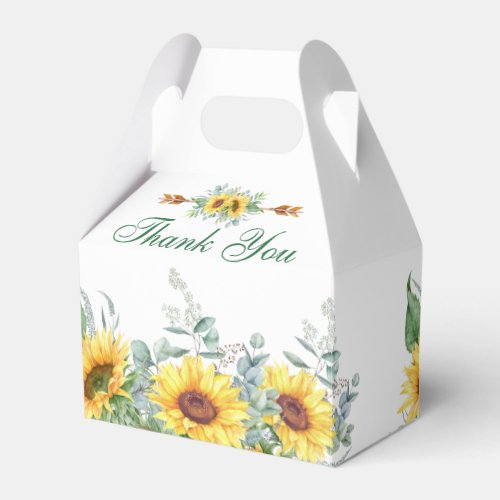 Elegant Sunflowers Eucalyptus Floral Bridal Shower Favor Boxes