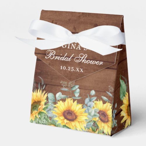 Elegant Sunflowers Eucalyptus Floral Bridal Shower Favor Boxes