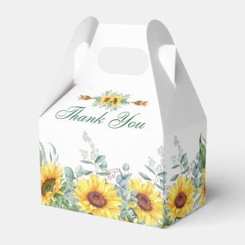 Elegant Sunflowers Eucalyptus Floral Bridal Shower Favor Boxes