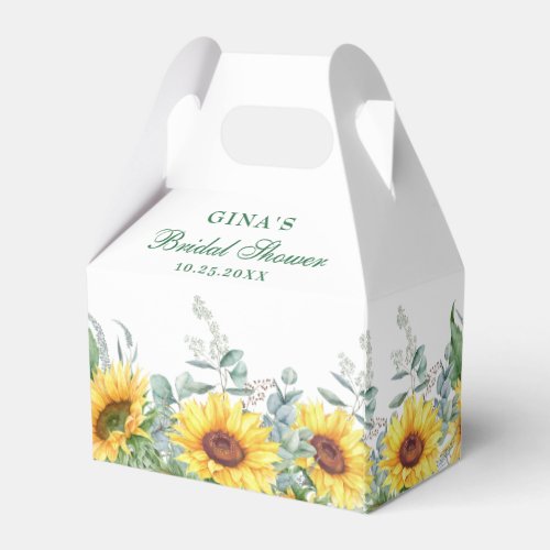 Elegant Sunflowers Eucalyptus Floral Bridal Shower Favor Boxes