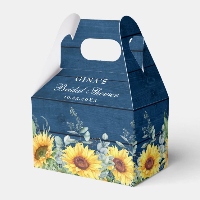 Elegant Sunflowers Eucalyptus Floral Bridal Shower Favor Boxes (Back Side)