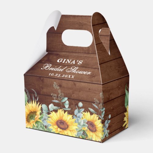 Elegant Sunflowers Eucalyptus Floral Bridal Shower Favor Boxes