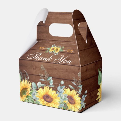 Elegant Sunflowers Eucalyptus Floral Bridal Shower Favor Boxes