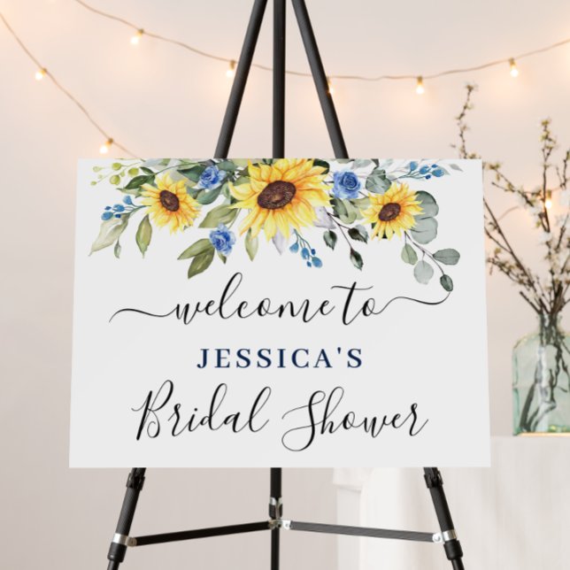 Elegant Sunflowers Eucalyptus Floral Bridal Shower Foam Board (Creator Uploaded)