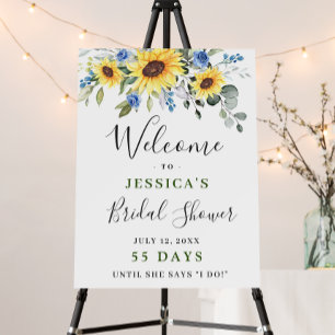 Elegant Sunflowers Eucalyptus Floral Bridal Shower Foam Board