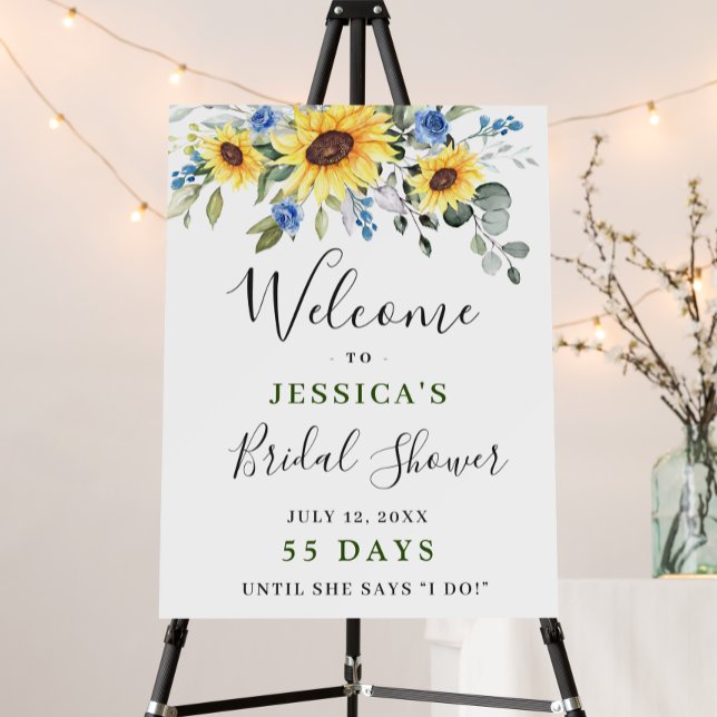 Elegant Sunflowers Eucalyptus Floral Bridal Shower Foam Board (Creator Uploaded)