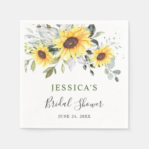Elegant Sunflowers Eucalyptus Floral Bridal Shower Napkins