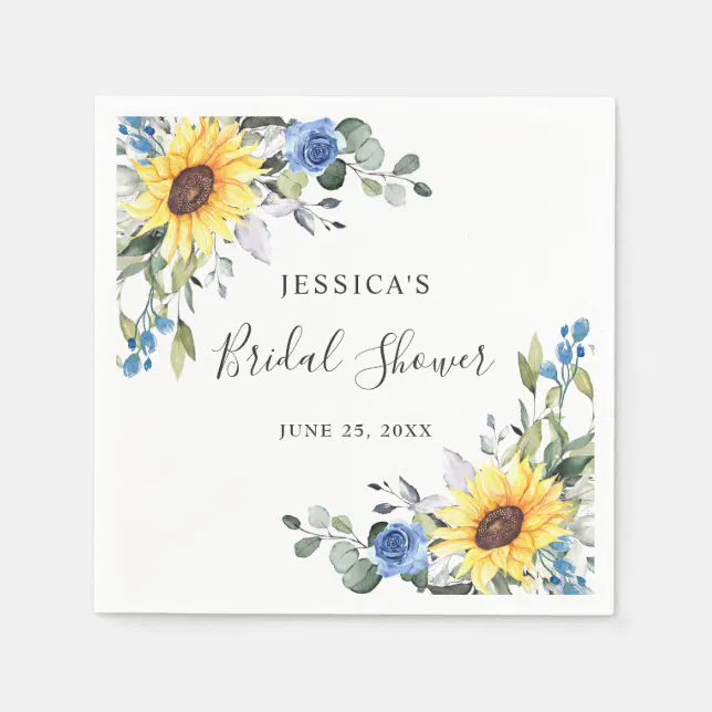 Elegant Sunflowers Eucalyptus Floral Bridal Shower Napkins Zazzle