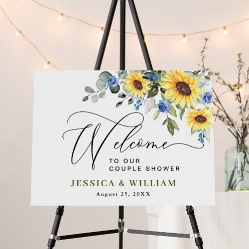 Elegant Sunflowers Eucalyptus Floral COUPLE SHOWER Foam Board