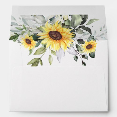 Elegant Sunflowers Eucalyptus Floral for 5x7 card Envelope