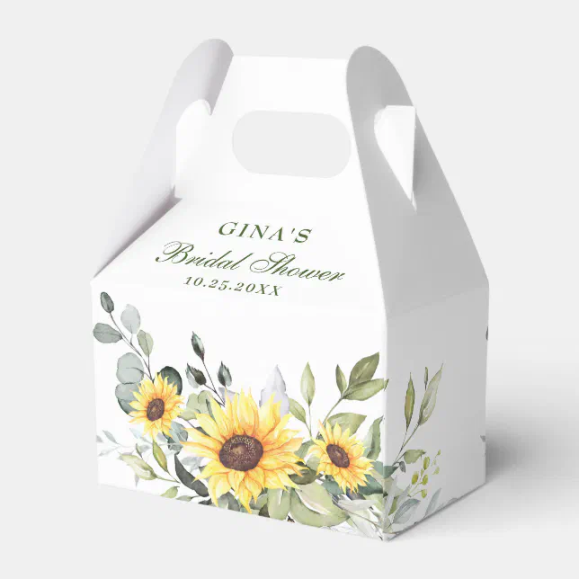 Sunflower Text Box Box Elegant Sunflowers Eucalyptus Floral Gift Favor Boxes | Zazzle