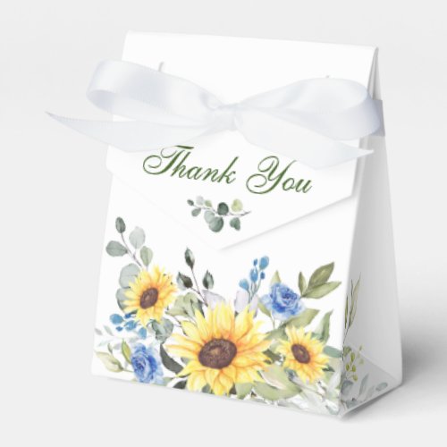 Elegant Sunflowers Eucalyptus Floral Gift Wedding Favor Boxes