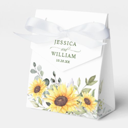 Elegant Sunflowers Eucalyptus Floral Gift Wedding Favor Boxes