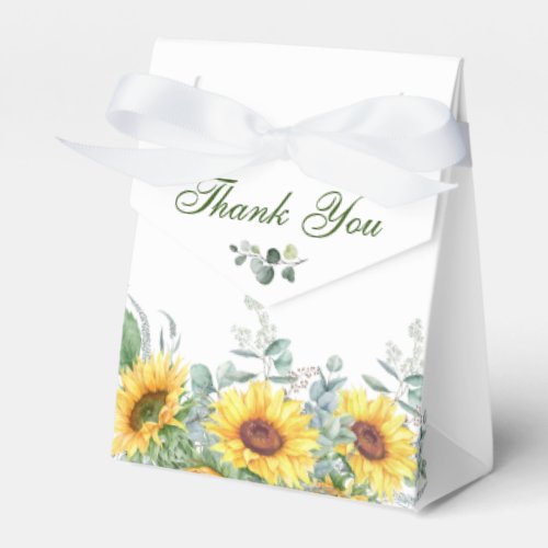 Elegant Sunflowers Eucalyptus Floral Gift Wedding Favor Boxes