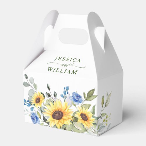 Elegant Sunflowers Eucalyptus Floral Gift Wedding Favor Boxes