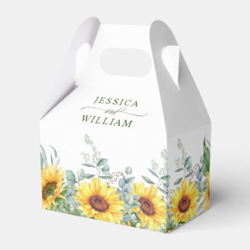 Elegant Sunflowers Eucalyptus Floral Gift Wedding Favor Boxes