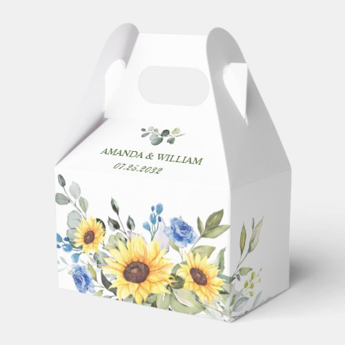 Elegant Sunflowers Eucalyptus Floral Gift Wedding Favor Boxes