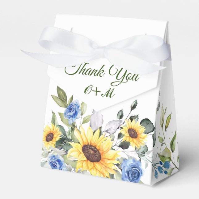 Elegant Sunflowers Eucalyptus Floral Gift Wedding Favor Boxes (Front Side)