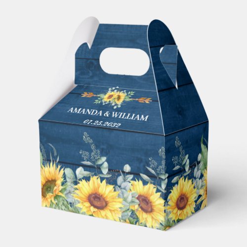 Elegant Sunflowers Eucalyptus Floral Gift Wedding Favor Boxes